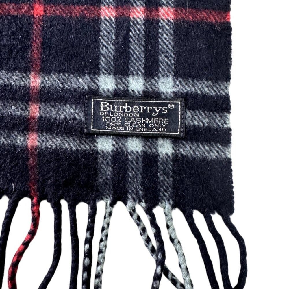 Burberrys Classic Check Scarf Black 100% Cashmere Unisex Scarf Made In England - Picture 4 of 7